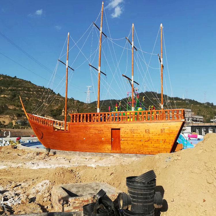 延安户外景观亮化船木质结构防腐海盗船