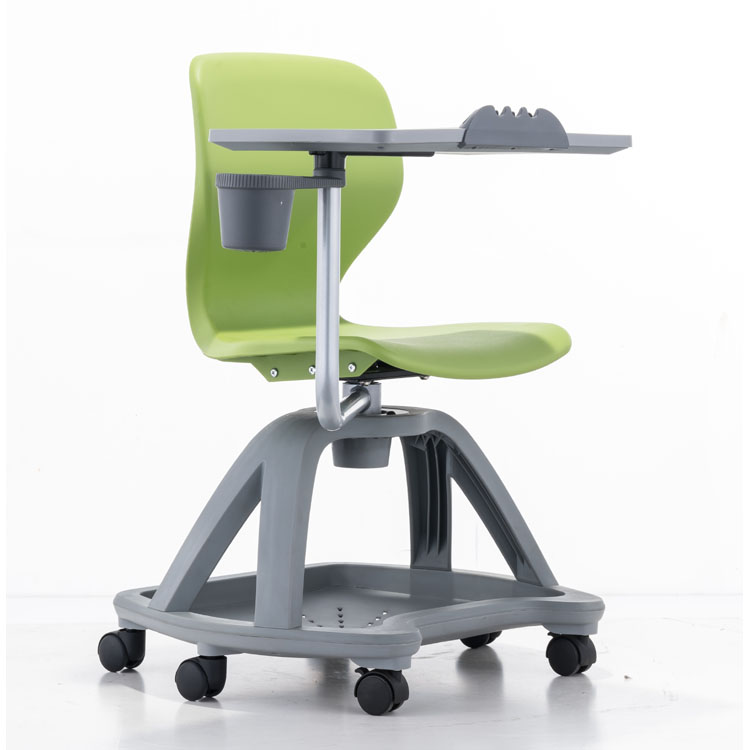 时尚学生课桌椅 360度旋转智慧教室椅 培训椅带写字板