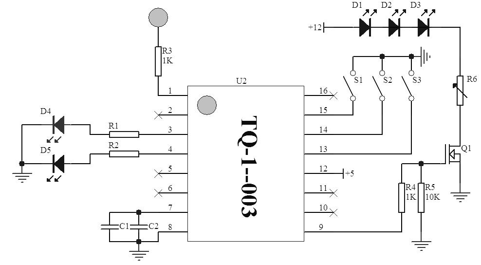 TQ-1-003单键无极或分段调光或开关镜用触摸IC