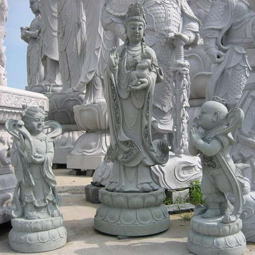 河南石雕佛像定制厂家，石雕佛像滴水观音， 石雕十八罗汉