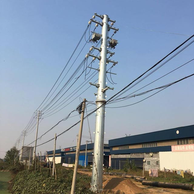 贺州市线路改造10kv系列三回路电力钢管杆