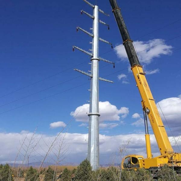 玉林市电力架空线66kv转角钢管杆 90度转角钢管杆