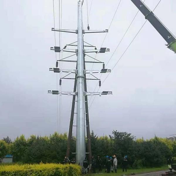 赤峰市电力输电21米钢管塔双回终端钢管塔