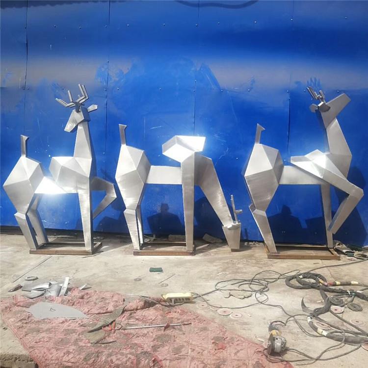 工厂 鹿的雕塑 不锈钢抽象鹿雕塑