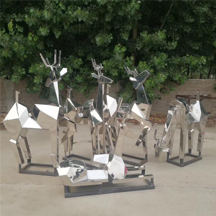 加工厂 切面鹿雕塑 不锈钢几何切面鹿雕塑