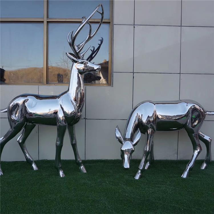 不锈钢几何鹿雕塑 菱形鹿雕塑 制作厂家