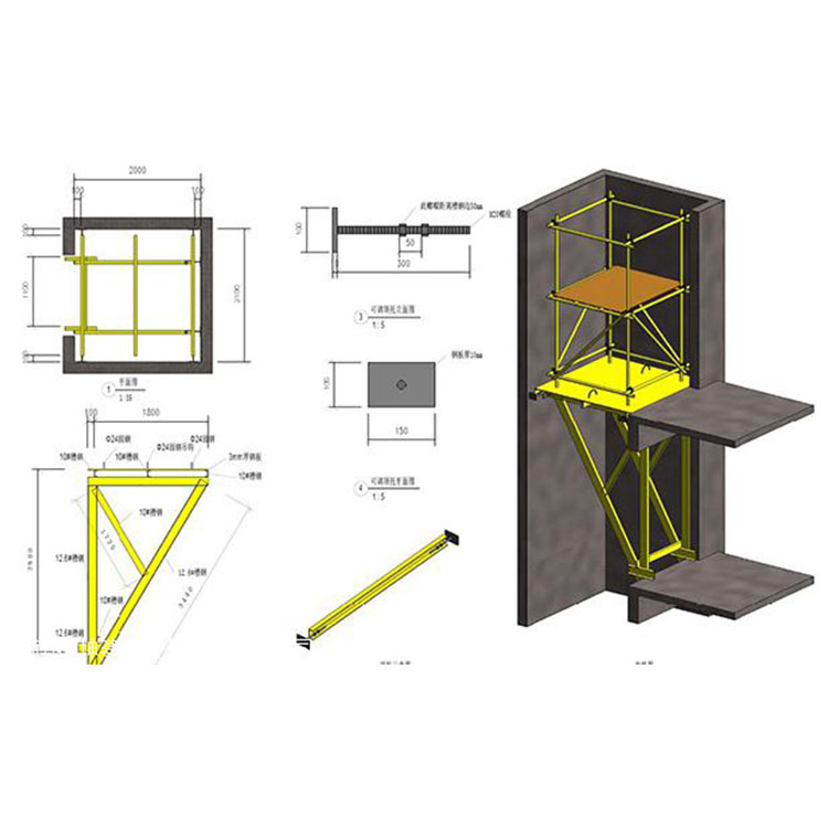 电梯井安全作业平台 电梯井提升架的绑法