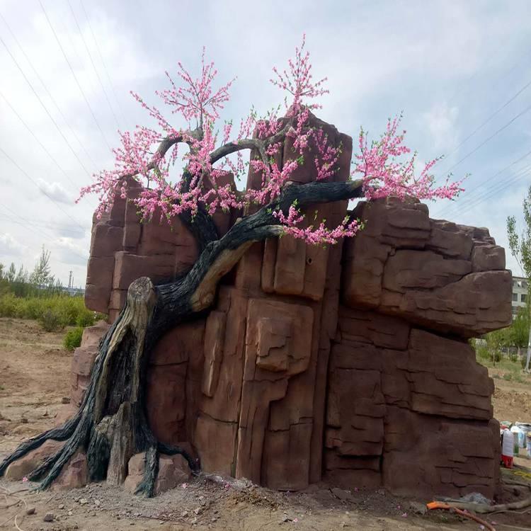 水泥雕塑假树 水泥景观大门