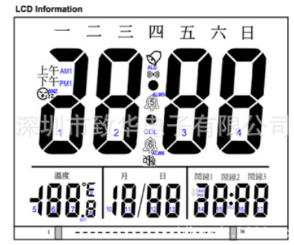 ZH-1607七国语言电子温度时钟芯片