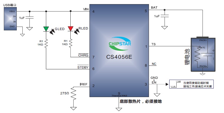 集成OVP高耐压的1.4A线性单节充电管理IC-CS4056