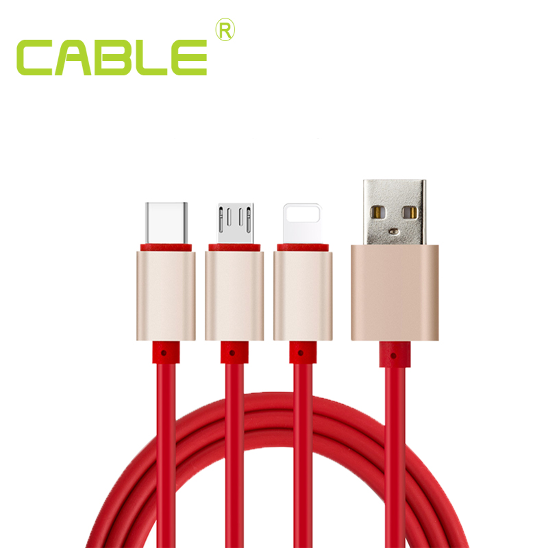 cable一拖三3A快充数据线 三合一USB充电线定制通用1.5m厂家批发