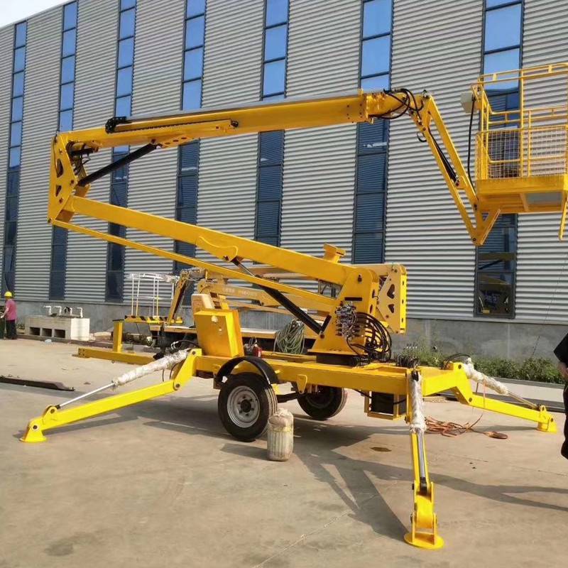 折臂车 拖车牵引式升降平台 跨度9米360度可伸缩臂升降机厂家直销