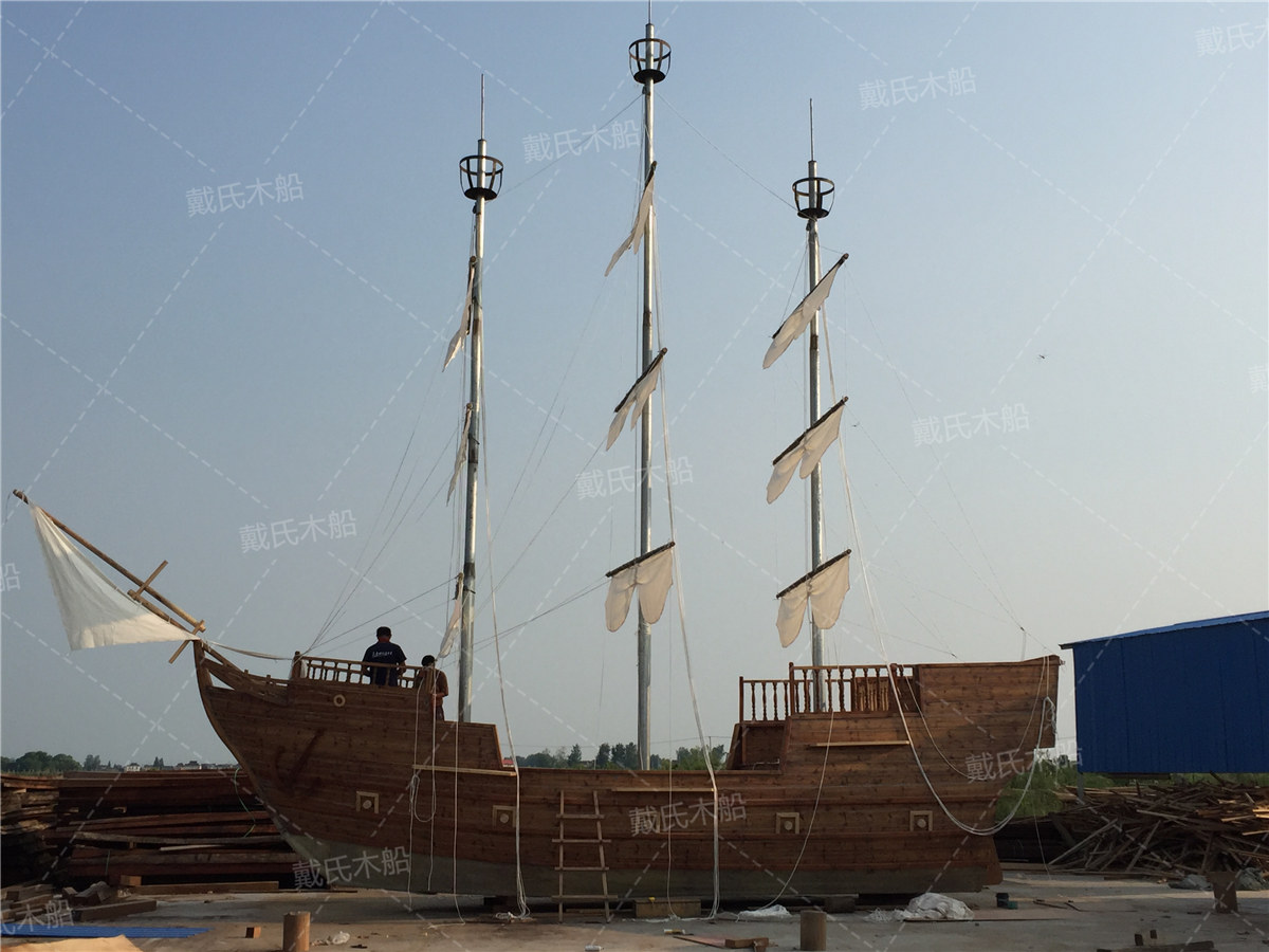 廊坊景观装饰海盗木船价格 装饰木船