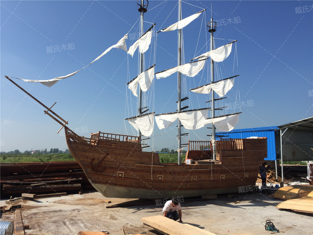 黄冈景观装饰海盗木船价格 装饰木船