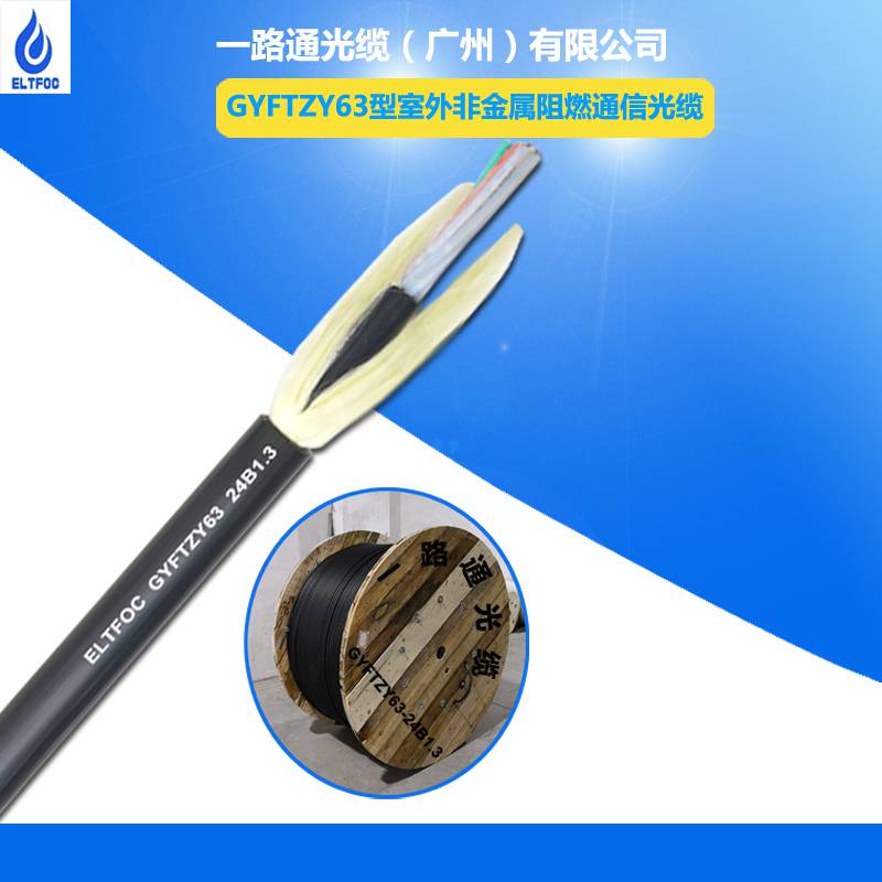 广东光纤光缆生产厂家GYFTY63型室外单模24芯防鼠阻燃光缆电缆生产直销