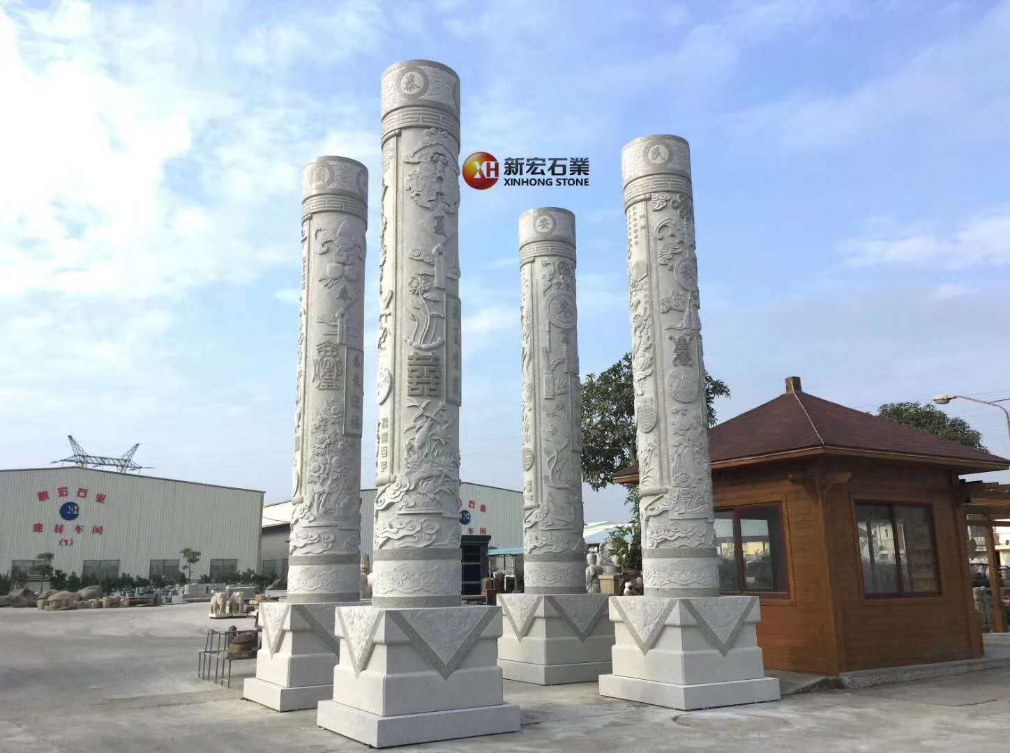 园林景观广场石雕柱子 风调雨顺石柱子 广场文化石柱