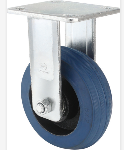 明威脚轮厂重型铁芯弹力轮蓝色铸铁芯静音轮