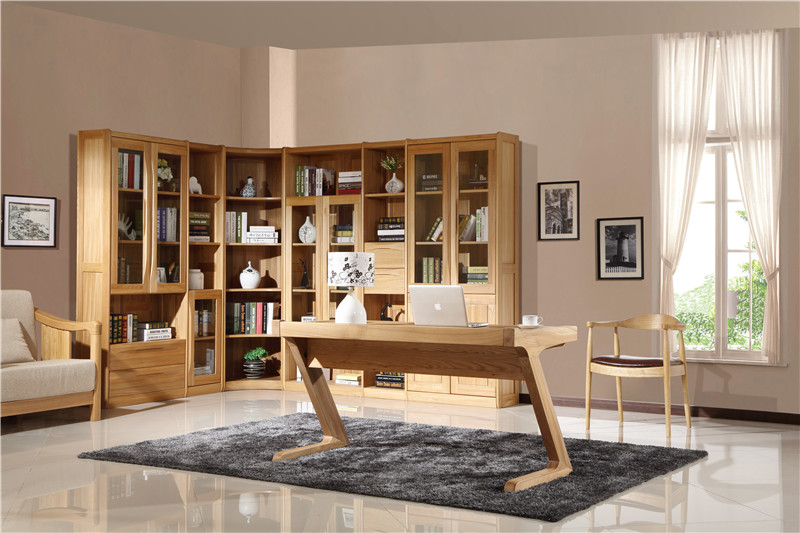 书柜柜子自由组合储物柜带门书柜书架简约现代置物柜榆木书柜书橱