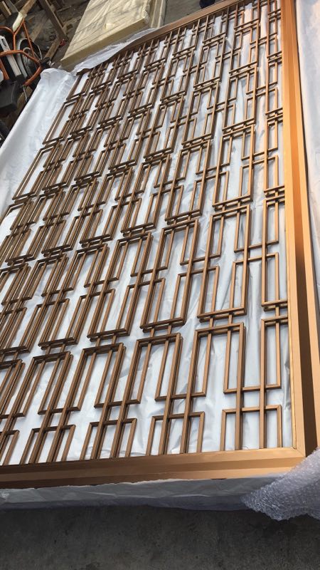 厂家制造不锈钢屏风隔断价格现代古铜色金属屏风