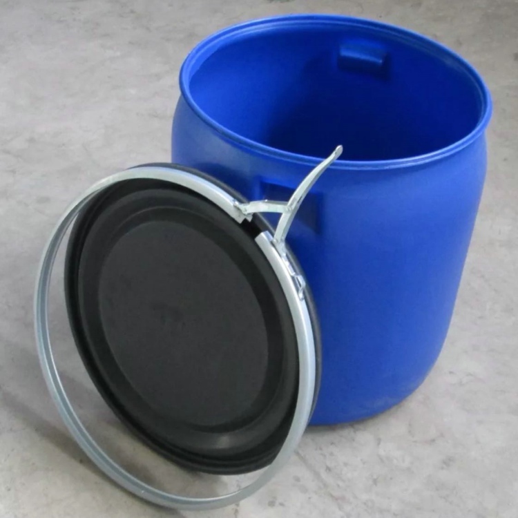 蓝色活鱼桶大口150升塑料桶带铁箍大盖150公斤塑料桶半截桶