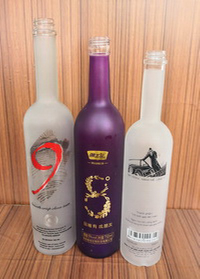 玻璃白酒瓶生产厂家 加工定制磨砂烤花玻璃酒瓶