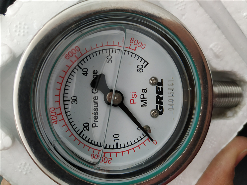 青岛高压清洗机用压力表，量程600bar高压水不锈钢压力表