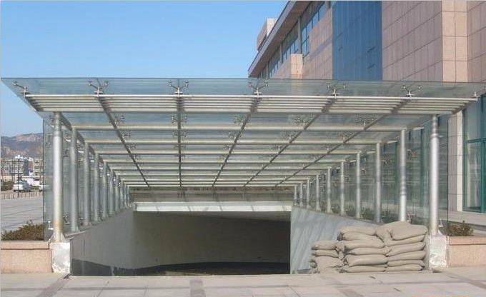 青岛钢结构雨棚玻璃雨棚车库雨棚-青岛钢结构雨棚