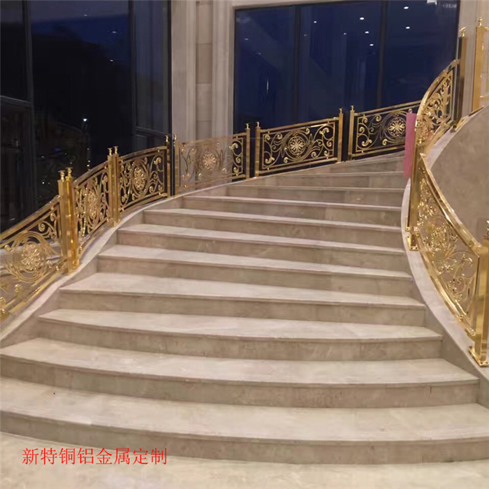 武汉酒店铜艺雕刻楼梯扶手 全铜护栏