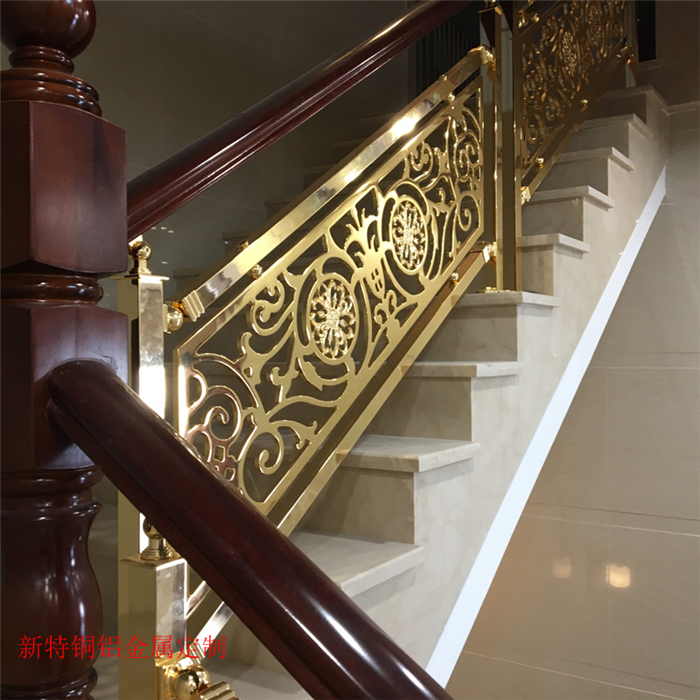 一种简约铜楼梯扶手定制 铜雕刻楼梯 怎样