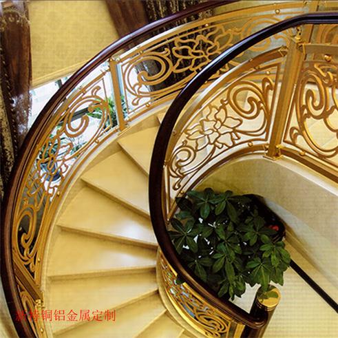 上海现代铜楼梯扶手图片 铜雕刻楼梯扶手