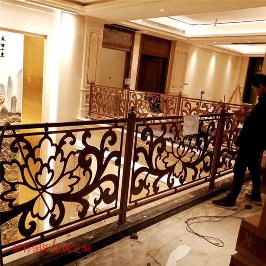 石家庄新中式铜楼梯扶手费用 铜雕花楼梯