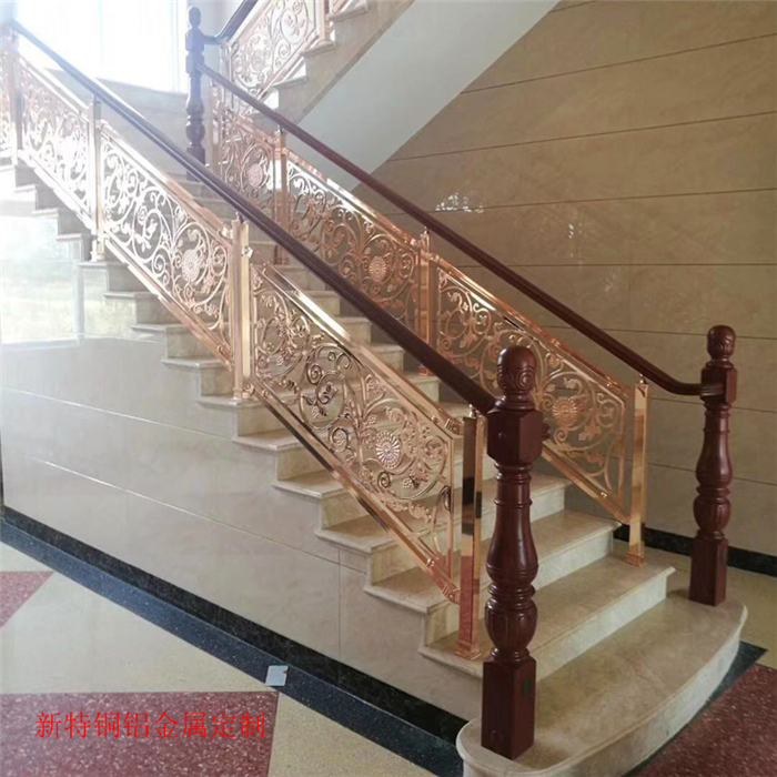 宁波雕刻铜楼梯扶手工厂 铜雕花楼梯