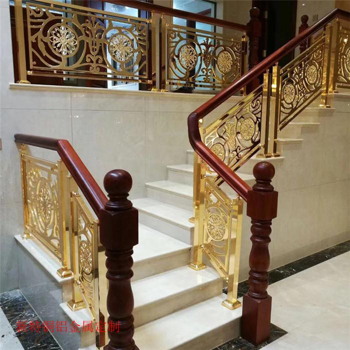 天津酒店铜楼梯护栏图片