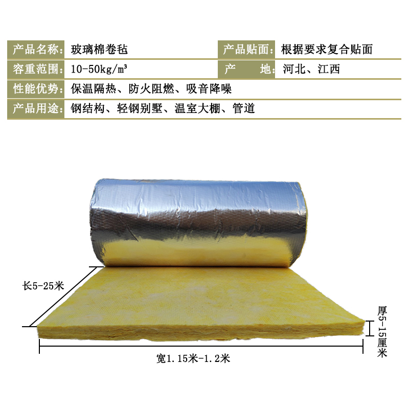 浙江金华钢结构保温玻璃棉卷毡厂家 玻璃丝棉供应商