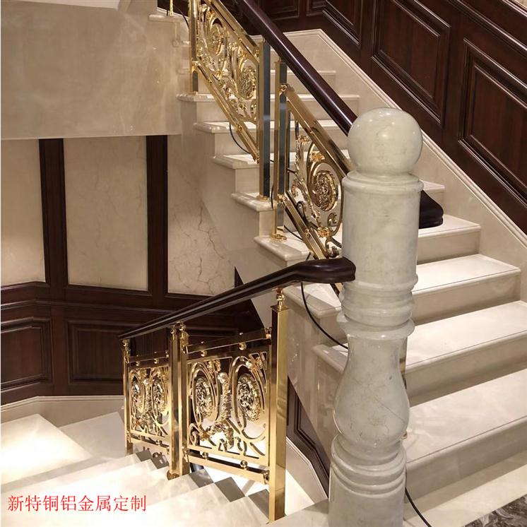 貴陽新中式銅雕刻樓梯 設計銅雕刻樓梯
