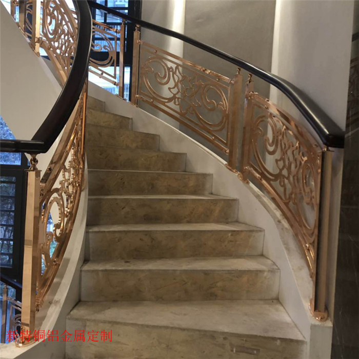 青岛酒店铜楼梯护栏 全铜扶手 装修风格