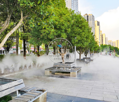 武汉公园户外水雾降温，花园喷雾降温工程，锦胜雾森