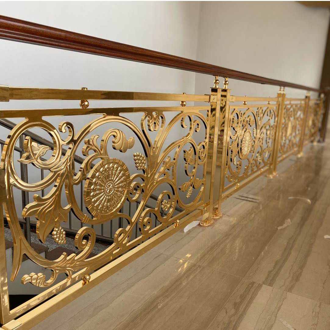 家居复式铜雕花楼梯护栏扶手常见安装方法