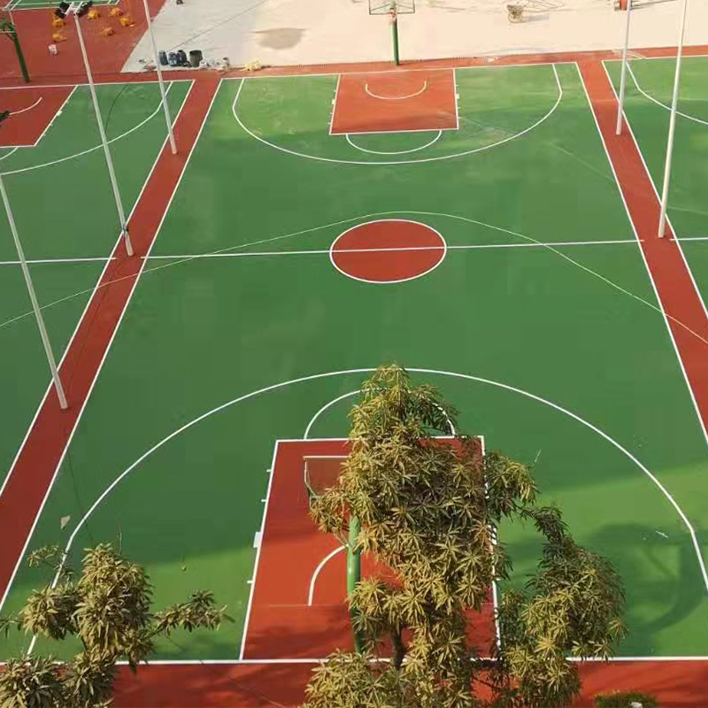 厂家批发硅pu篮球场地面 学校新国标运动球场材料 公园硅pu球场施工