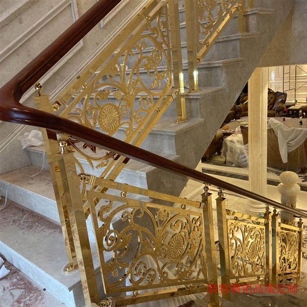天津酒店铜楼梯护栏图片 铜扶手 效果惊人