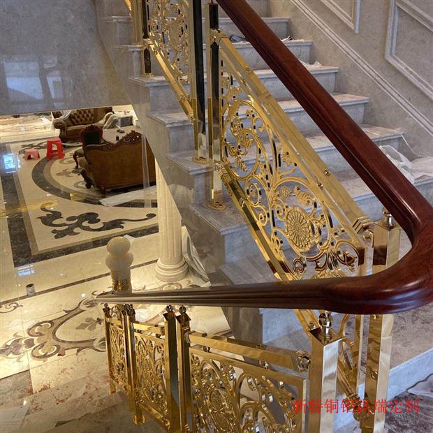 武汉酒店铜楼梯护栏特点 全铜楼梯护栏 时尚实用