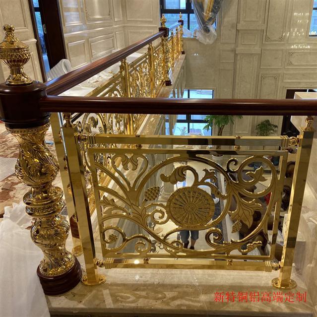 彭州别墅铜楼梯护栏 全铜扶手 可实用了