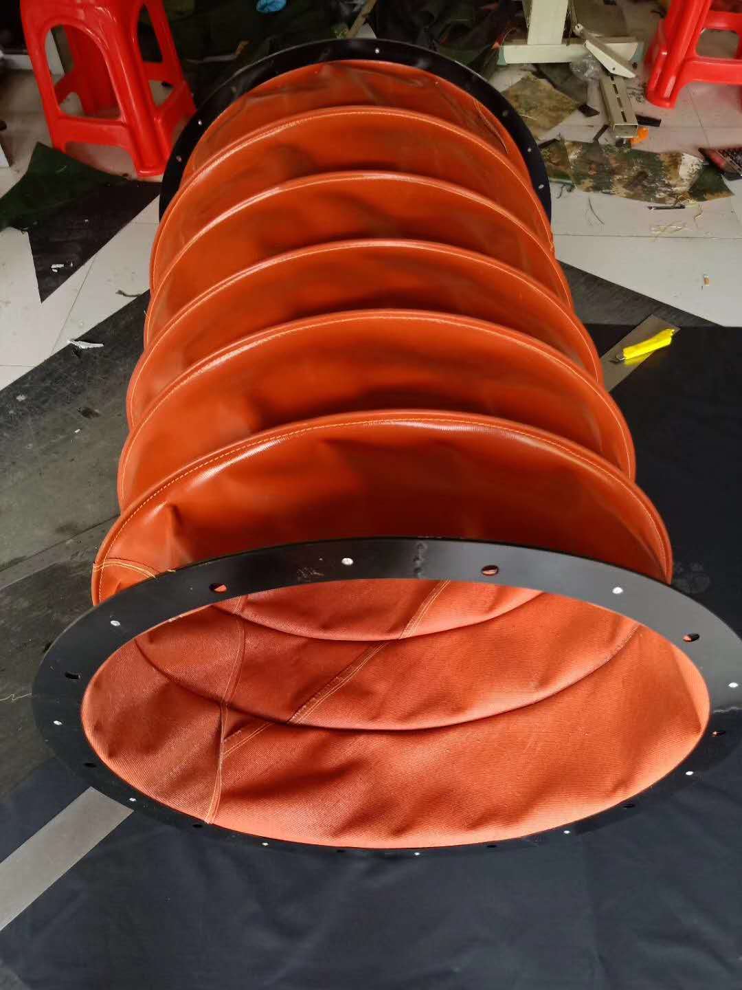 圆形法兰耐高温红色硅胶布软连接