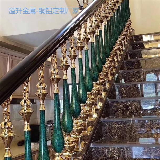 阿里铜艺楼梯扶手图片 纯铜楼梯栏杆