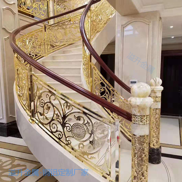 蚌埠工程铜楼梯护栏 铜艺金色楼梯扶手
