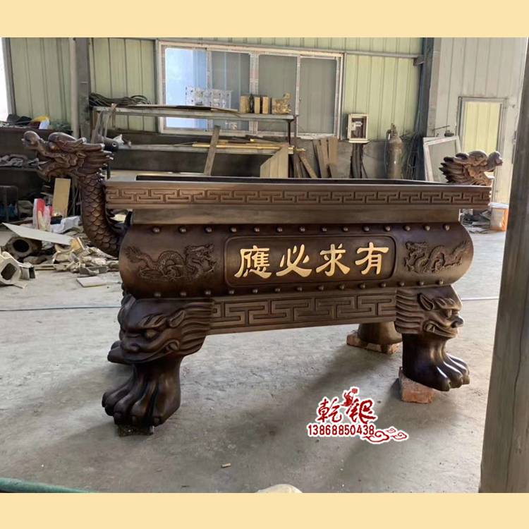 新款耳朵铸铁长方形香炉寺庙供佛招财鼎露天生铁四方鼎景区宗祠烧纸插