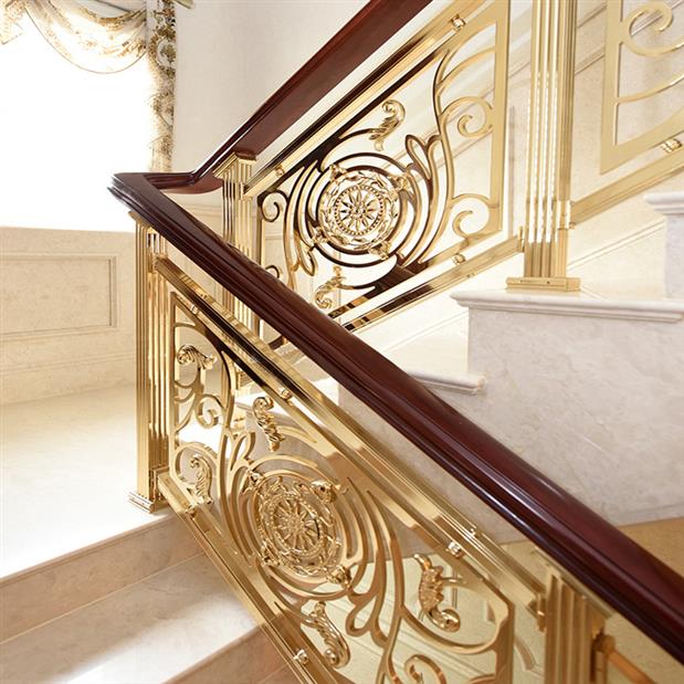 北京工程铜艺楼梯护栏 铝艺古铜色楼梯围栏