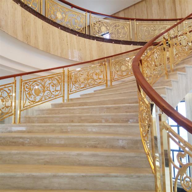 北京酒店铜艺楼梯护栏厂家 铝镀铜楼梯护栏