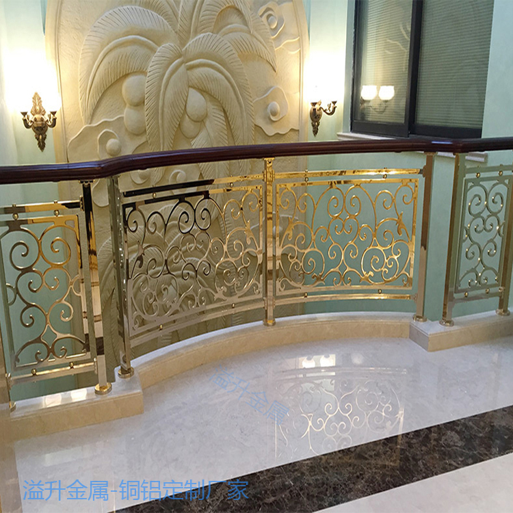 亳州弧型铜楼梯栏杆 纯铜雕刻楼梯围栏