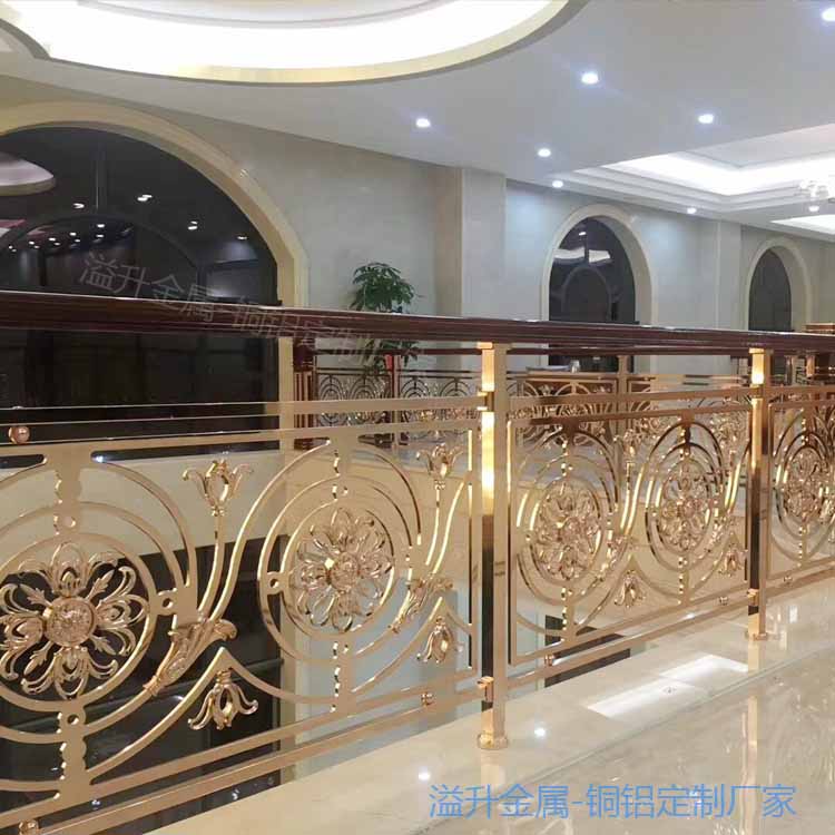 亳州弧型铜楼梯栏杆 纯铜雕刻楼梯围栏